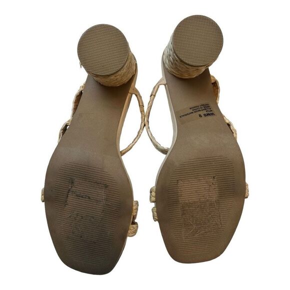 Dolce Vita Womens Myla Square Toe Braided Raffia Block Heel Sandals Beige Size 9 - Picture 4 of 11